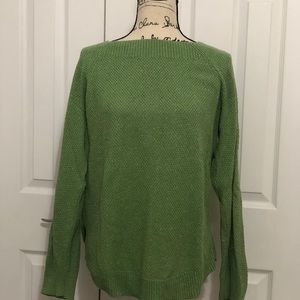 Green/white speckled sweater